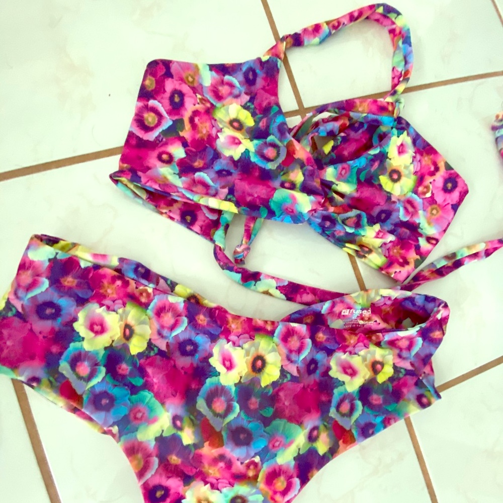 Fused Hawaii Flower Bikini top